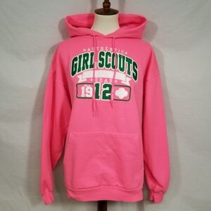 Girl Scouts EUC Pink Hoodie Patch Embroidered GIRL SCOUTS Est. 1912 Size Large